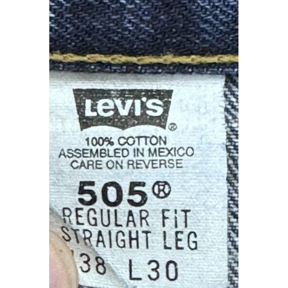 Levis 505 VINTAGE 89'Jeans‎ Blue Regular Fit Straight Leg Denim 38Wx30L.